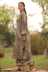 3-PC Printed Lawn Shirt with Embroidered Net Dupatta and Trouser DSPM4-05