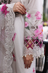 3-PC Unstitched Printed Lawn Shirt with Embroidered Chiffon Dupatta and Trouser CRB4-17