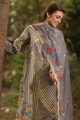 3-PC Printed Lawn Shirt with Embroidered Net Dupatta and Trouser DSPM4-05