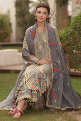 3-PC Printed Lawn Shirt with Embroidered Net Dupatta and Trouser DSPM4-05