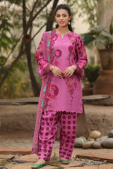 3-PC Printed Lawn Shirt with Embroidered Chiffon Dupatta and Trouser DSPM4-06