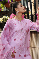 3-PC Unstitched Printed Lawn Shirt with Embroidered Chiffon Dupatta and Trouser CRB4-09