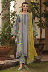 3-PC Printed Lawn Shirt with Chiffon Dupatta and Trouser DCSP4-2