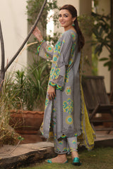 3-PC Printed Lawn Shirt with Chiffon Dupatta and Trouser DCSP4-2