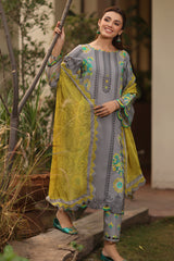 3-PC Printed Lawn Shirt with Chiffon Dupatta and Trouser DCSP4-2