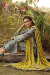 3-PC Printed Lawn Shirt with Chiffon Dupatta and Trouser DCSP4-2