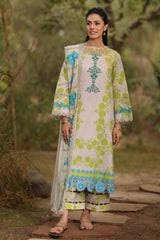 3-PC Printed Lawn Shirt with Embroidered Chiffon Dupatta and Trouser DSPM4-07