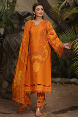 3-PC Printed Lawn Shirt with Chiffon Dupatta and Trouser DCSP4-3