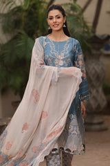 3-PC Printed Lawn Shirt with Chiffon Dupatta and Trouser DCSP4-4