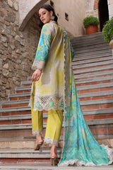 3-PC Embroidered Lawn Shirt with Embroidered Chiffon Dupatta and Trouser AK5-01