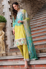3-PC Embroidered Lawn Shirt with Embroidered Chiffon Dupatta and Trouser AK5-01