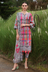 3-PC Embroidered Lawn Shirt with Embroidered Chiffon Dupatta and Trouser AK5-09