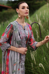 3-PC Embroidered Lawn Shirt with Embroidered Chiffon Dupatta and Trouser AK5-09