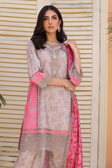 3-PC Embroidered Linen Shawl Suit SHW4-04 P