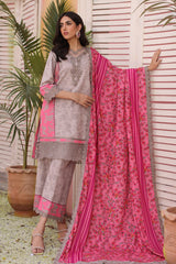 3-PC Embroidered Linen Shawl Suit SHW4-04 P