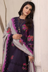 3-Pc Embroidered Linen Shawl Suit Collection CVW4-03