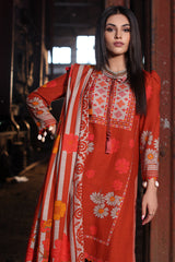 3-PC Unstitched Printed Khaddar Shirt with Printed Khaddar Dupatta CPW4-08