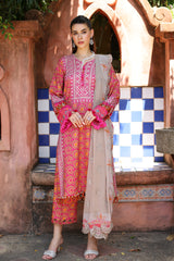 3-PC Unstitched Printed Lawn Shirt with Embroidered Chiffon Dupatta and Trouser AS4-19