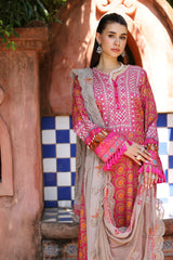 3-PC Unstitched Printed Lawn Shirt with Embroidered Chiffon Dupatta and Trouser AS4-19