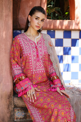 3-PC Unstitched Printed Lawn Shirt with Embroidered Chiffon Dupatta and Trouser AS4-19