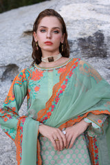 3-PC Unstitched Printed Lawn Shirt with Embroidered Chiffon Dupatta and Trouser AS4-26