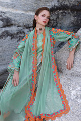 3-PC Unstitched Printed Lawn Shirt with Embroidered Chiffon Dupatta and Trouser AS4-26