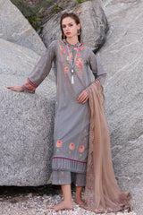 3-PC Unstitched Printed Lawn Shirt with Embroidered Chiffon Dupatta and Trouser AS4-27