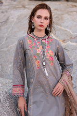 3-PC Unstitched Printed Lawn Shirt with Embroidered Chiffon Dupatta and Trouser AS4-27