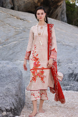 3-PC Unstitched Printed Lawn Shirt with Embroidered Chiffon Dupatta and Trouser AS4-24