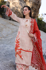 3-PC Unstitched Printed Lawn Shirt with Embroidered Chiffon Dupatta and Trouser AS4-24