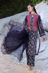 3-PC Unstitched Printed Lawn Shirt with Embroidered Chiffon Dupatta and Trouser AS4-23