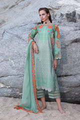 3-PC Unstitched Printed Lawn Shirt with Embroidered Chiffon Dupatta and Trouser AS4-26