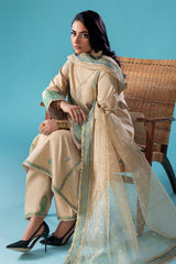 3-PC Embroidered Lawn Shirt with Organza Dupatta and Trouser CNP-4-037