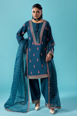 3-PC Embroidered Lawn Shirt with Organza Dupatta and Trouser  CNP-4-044