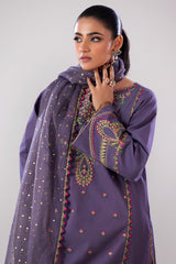 3-PC Embroidered Lawn Shirt with Organza Dupatta and Trouser CNP-4-043