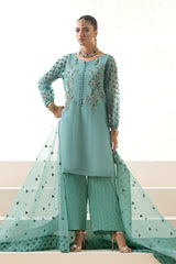 3-PC Embroidered Organza Shirt with Embroidered Organza Dupatta and Trouser CMA-4-252