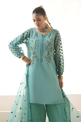 3-PC Embroidered Organza Shirt with Embroidered Organza Dupatta and Trouser CMA-4-252