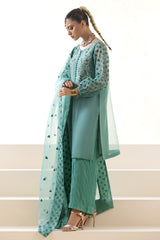 3-PC Embroidered Organza Shirt with Embroidered Organza Dupatta and Trouser CMA-4-252