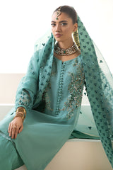 3-PC Embroidered Organza Shirt with Embroidered Organza Dupatta and Trouser CMA-4-252