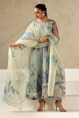 3-PC Printed Organza Shirt with Organza Dupatta and Trouser  CMA-4-029