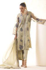 3-PC Embroidered Organza Shirt with Embroidered Organza Dupatta and Trouser CMA-4-24