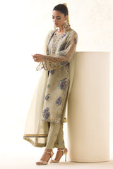 3-PC Embroidered Organza Shirt with Embroidered Organza Dupatta and Trouser CMA-4-24