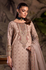 3-PC Embroidered Raw-Silk Shirt with Organza Dupatta and Trouser CMA-4-050 CHEKU