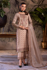 3-PC Embroidered Raw-Silk Shirt with Organza Dupatta and Trouser CMA-4-050 CHEKU