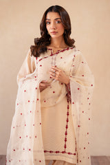 3-PC Embroidered Cotton Net Shirt with Organza Dupatta and Trouser CMA-4-S06