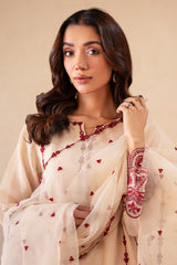 3-PC Embroidered Cotton Net Shirt with Organza Dupatta and Trouser CMA-4-S06