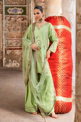 3-PC Embroidered Raw Silk CMA-6-413