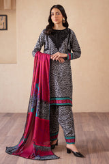 3-PC Raw-Silk Printed Shirt with Staple Shawl and Trouser CPM-4-S47