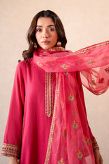 3-PC Embroidered Cotton Net Shirt with Embroidered Organza Dupatta and Trouser CMA-4-S04