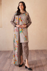 3-PC Printed Staple Shirt with Shawl and Trouser CPM-4-S46A